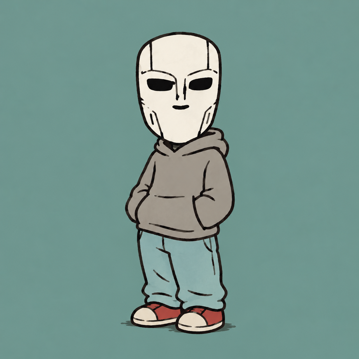 CHILLMASK character wearing a white mask and hoodie